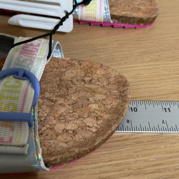 Justice Girls Size 5 Slip On Footbed Sandal Slide New Multicolor - Picture 8 of 12